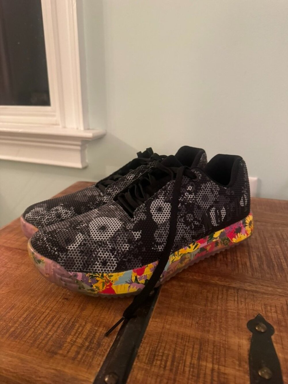 NOBULL Trainer Black Floral Sole Training Shoes, Size 10